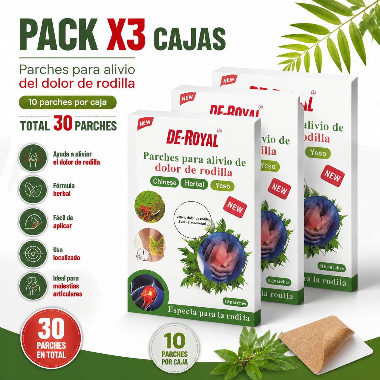 PACK PARCHES DOLOR RODILLAS 30 UNI