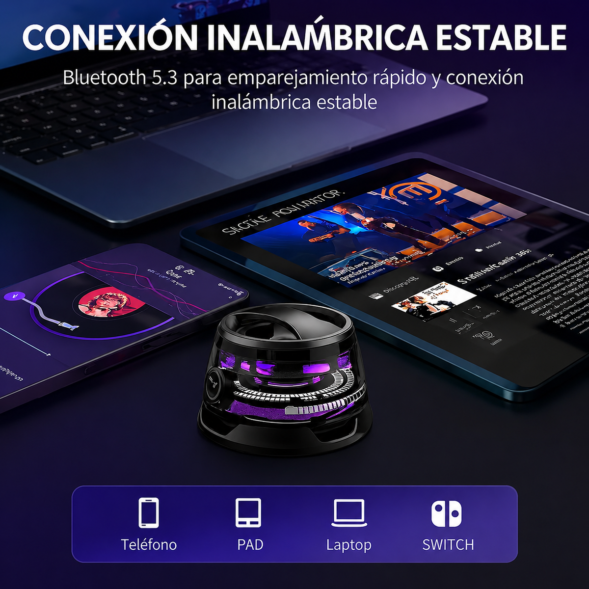 Altavoz Bluetooth Magnético Multifunción con Luces LED | Música Donde Quieras