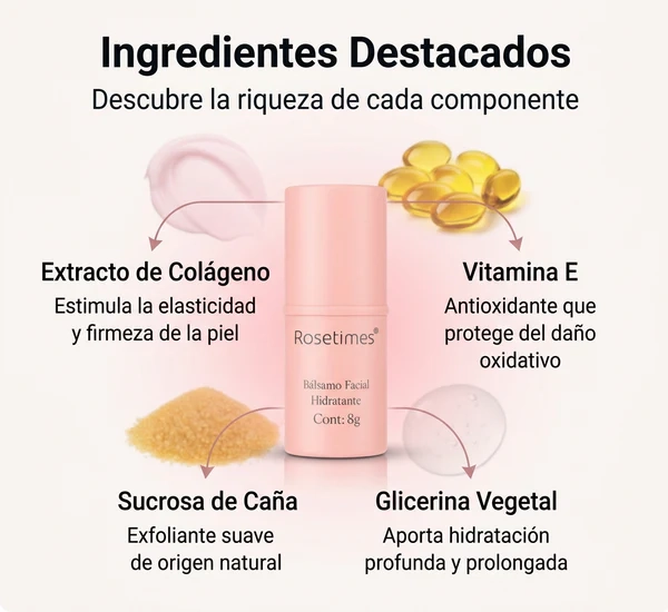 Bálsamo Facial Hidratante Antiarrugas con Colágeno y Vitamina E