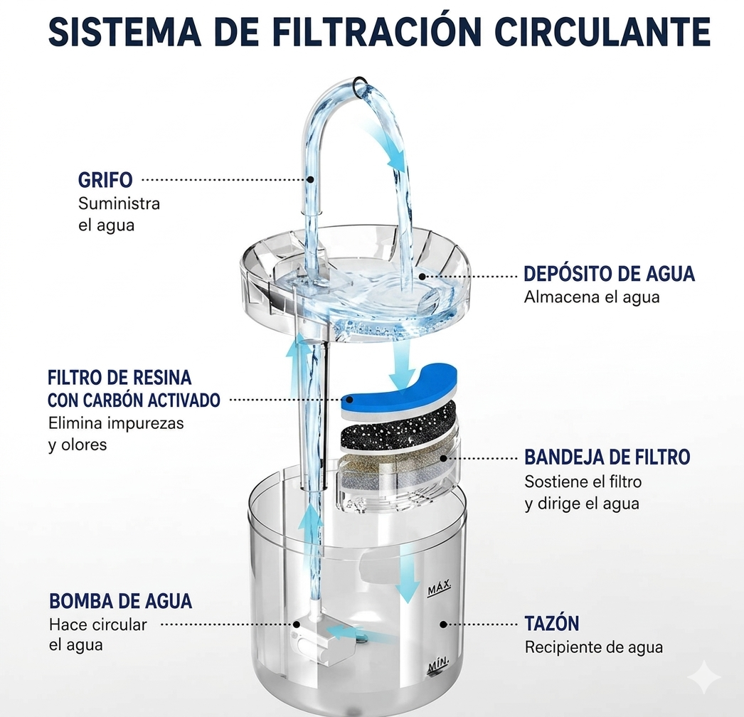 Fuente de Agua Transparente para Mascotas (1.6L) – Hidratación Automática y Saludable
