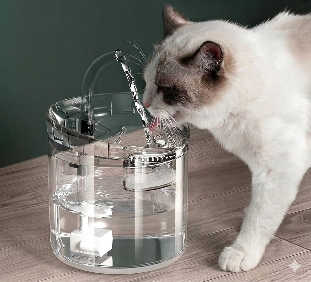 Fuente de Agua Transparente para Mascotas (1.6L) – Hidratación Automática y Saludable