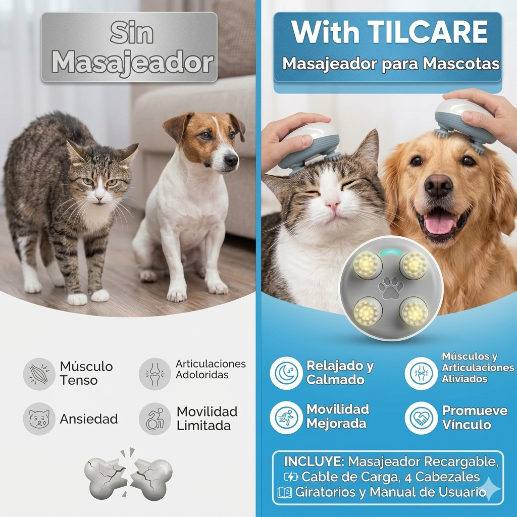 Masajeador Eléctrico Inteligente 360° para Perros y Gatos