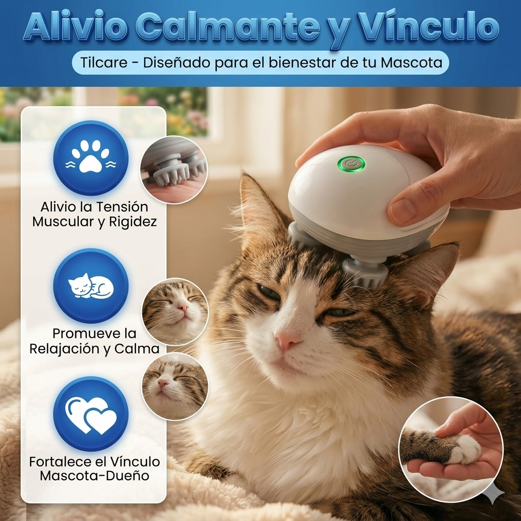 Masajeador Eléctrico Inteligente 360° para Perros y Gatos